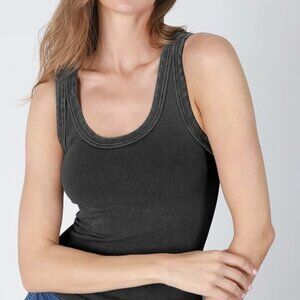 Tank, Black Ribbed Vintage